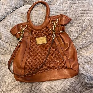 Nicole by Nicole Miller Tan Woven Hobo Shoulder Bag Boho Chic